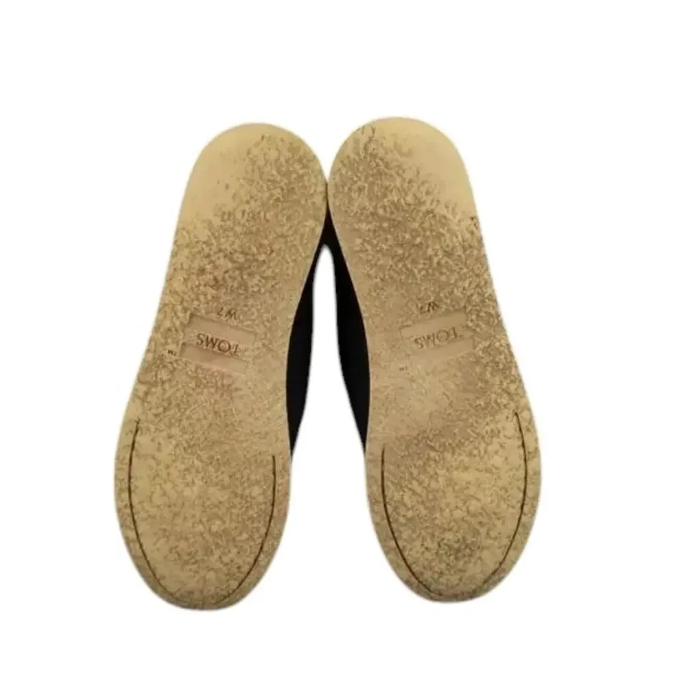 Toms Shoes Womens 7 Casual Flats Slip On Crepe Alpargata Black Comfort Lifestyle